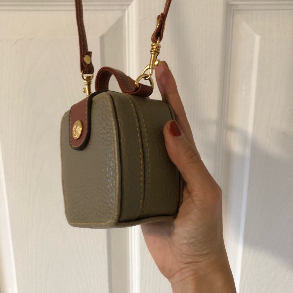 Vintage Olive Grey Crossbody Mini with Brown Trim